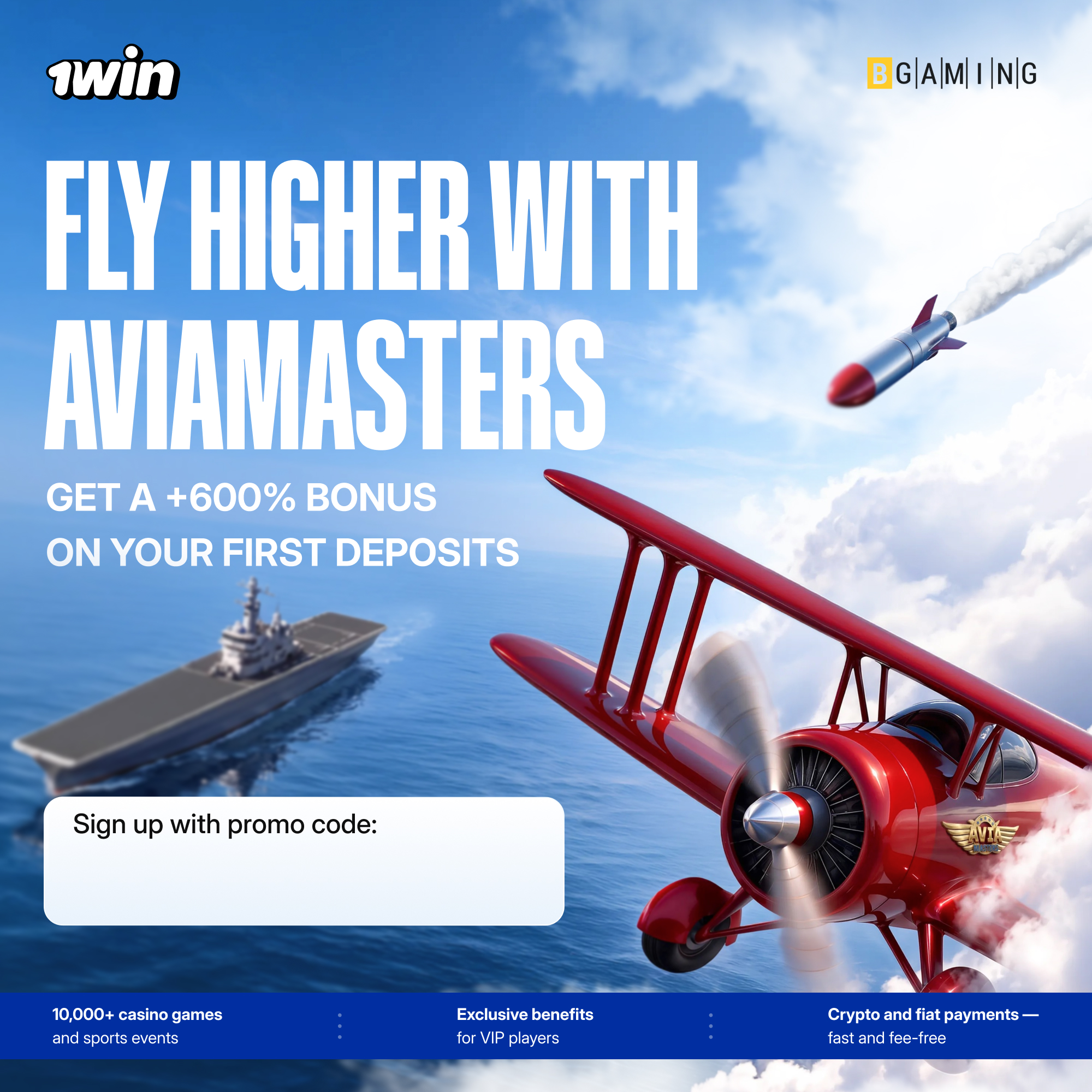 Aviamasters crash game by BGaming with a 600% bonus